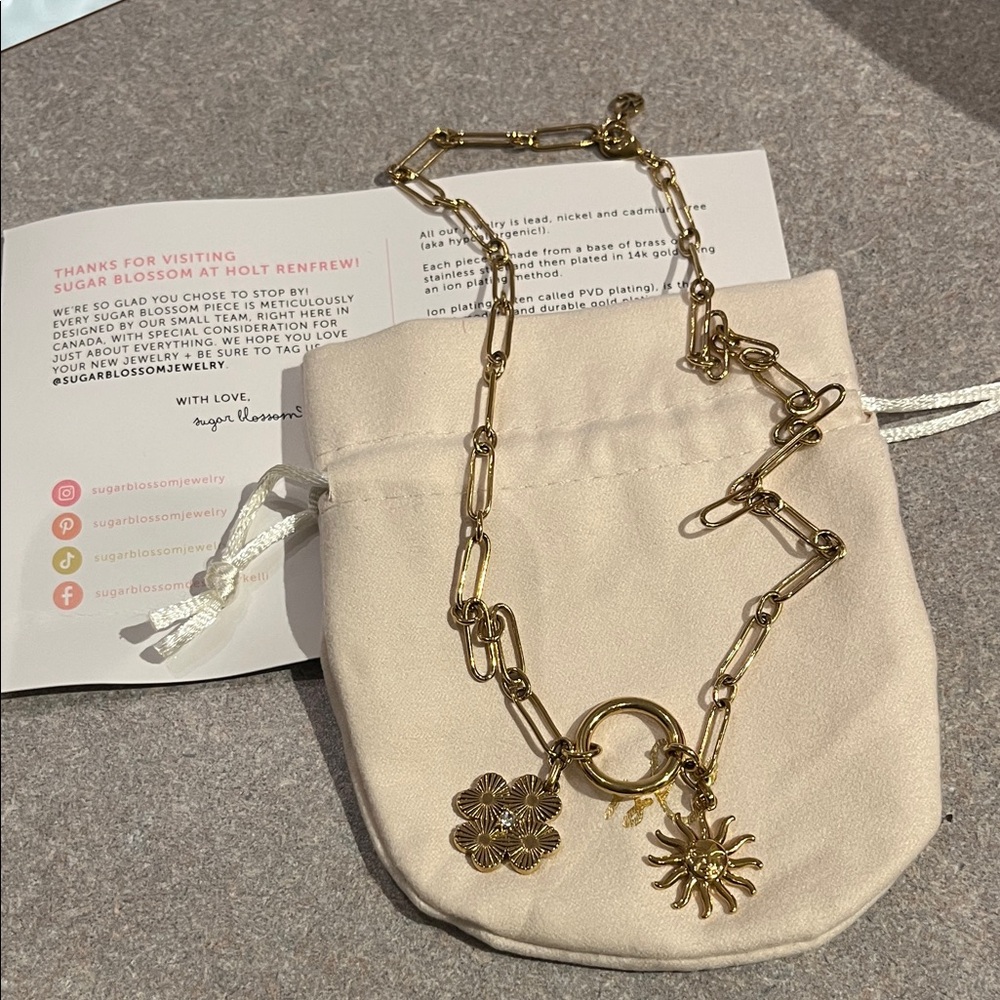 Sugar Blossom Gold Chain Necklace with Charms